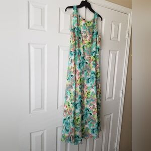 Evan Picone Blue and Green Sleeveless Sundress